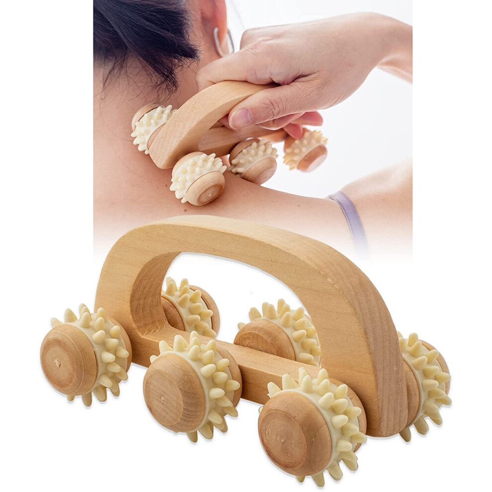 Dechoicelife Handheld Massage Roller For Sore Muscle,Wooden Fascia Roller For Deep Tissue,Lymphatic Drainage Massager For Legs/Thighs/Butt