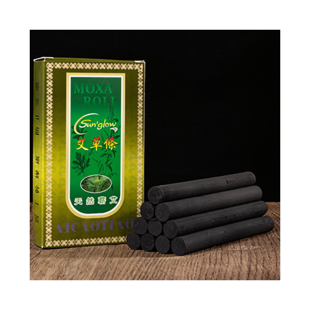 Dechoicelife (A-No Hole) 10Pcs Slight Smoke Moxibustion Rolls Wild Mugwort Sticks Moxa Therapy Body Meridian Acupoint Warm Massage Chinese Medicine
