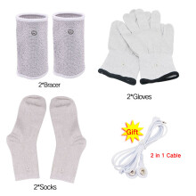 (a-6pcs) TENS EMS Electrode Electric Massager Accessories Glove Sock Bracer Slipper Cable Conductive Silver Fiber for Body Massage Pads