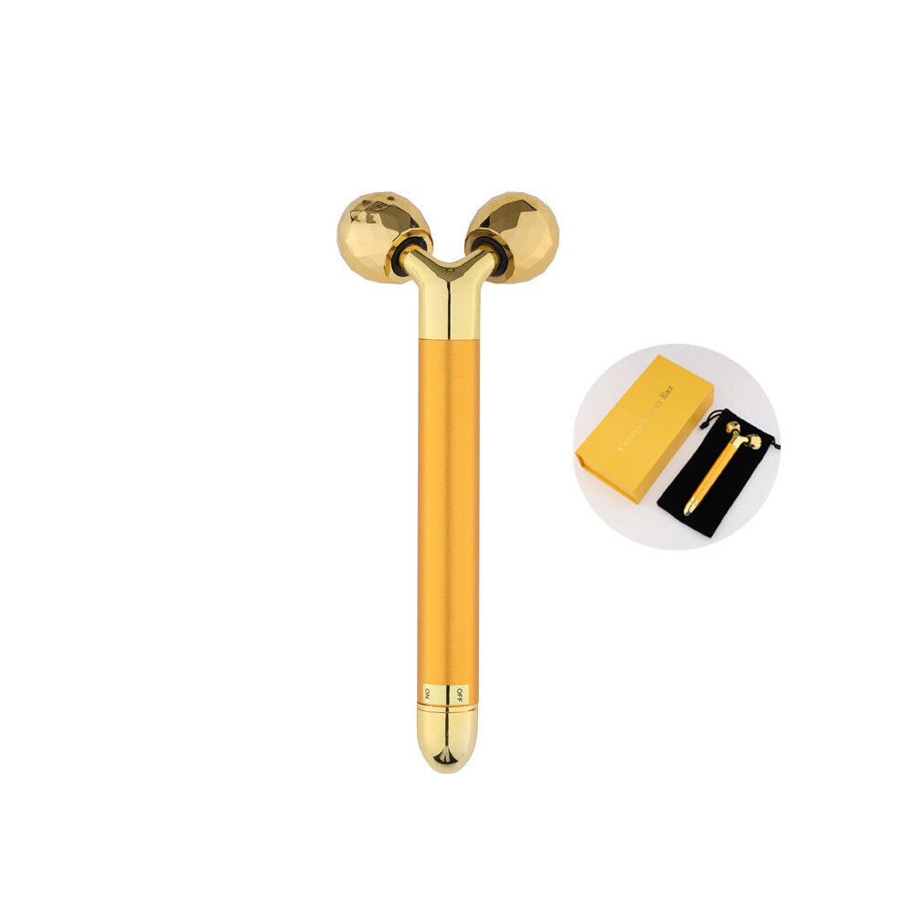 Dechoicelife Gold (A- With Box) Massage Roller Electric Face Roller Massager Vibration T Shape Face Shaper Lift Slimmer V Shape Eye Massager Rouleau De Massage