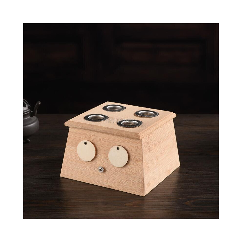 Dechoicelife (A-Four Holes) Moxibustion Therapy Box Bamboo Moxa Burner Box Relaxation Roller Stick For Smokeless Roll Stick Acupoint Massage Body Massager