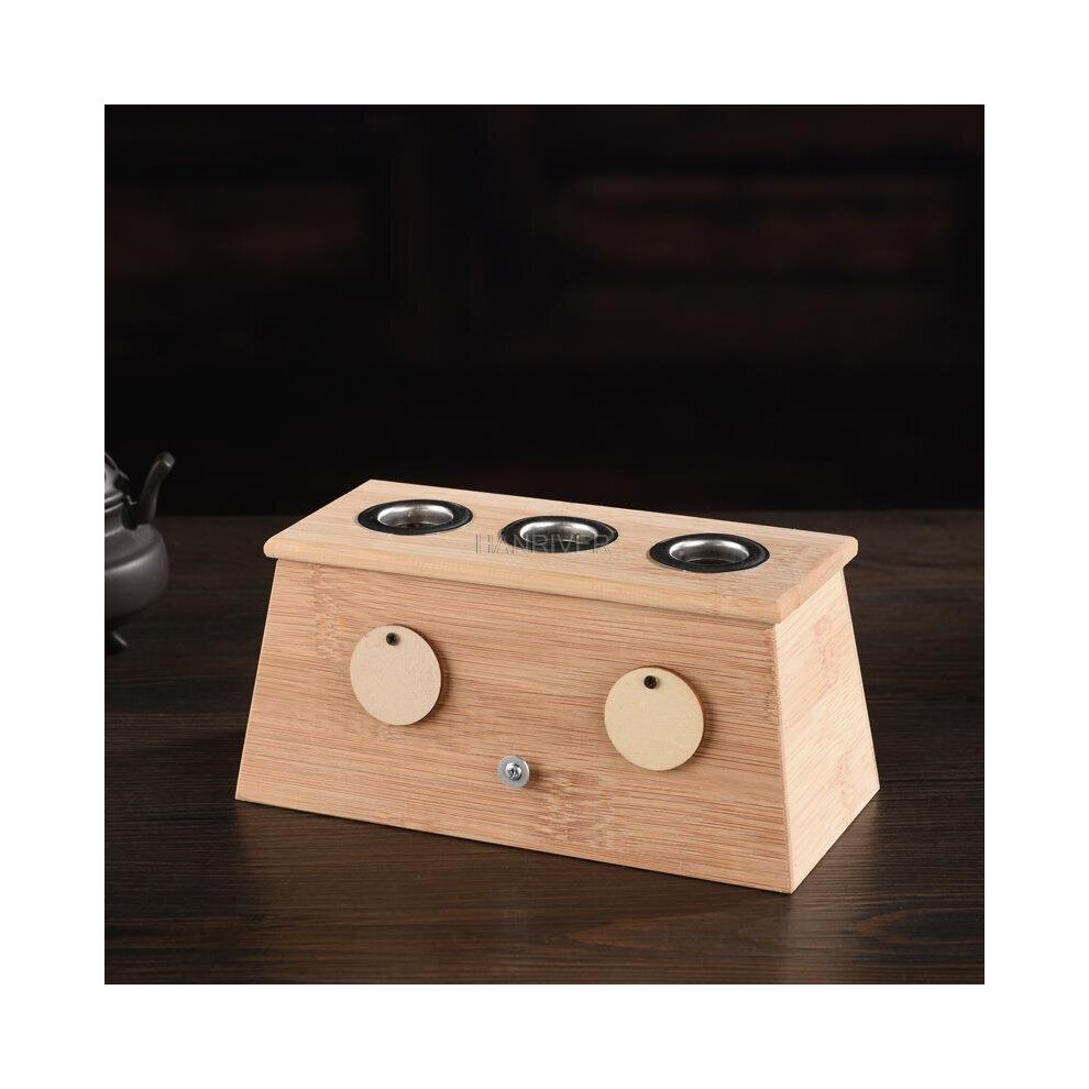 Dechoicelife (A-Three Holes) Moxibustion Therapy Box Bamboo Moxa Burner Box Relaxation Roller Stick For Smokeless Roll Stick Acupoint Massage Body Massager