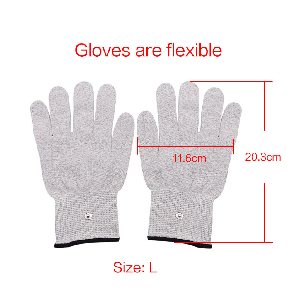 Dechoicelife Silver (A-L Gloves With Cable) Tens Ems Electrode Electric Massager Accessories Glove Sock Bracer Slipper Cable Conductive Fiber For Body Massage Pads