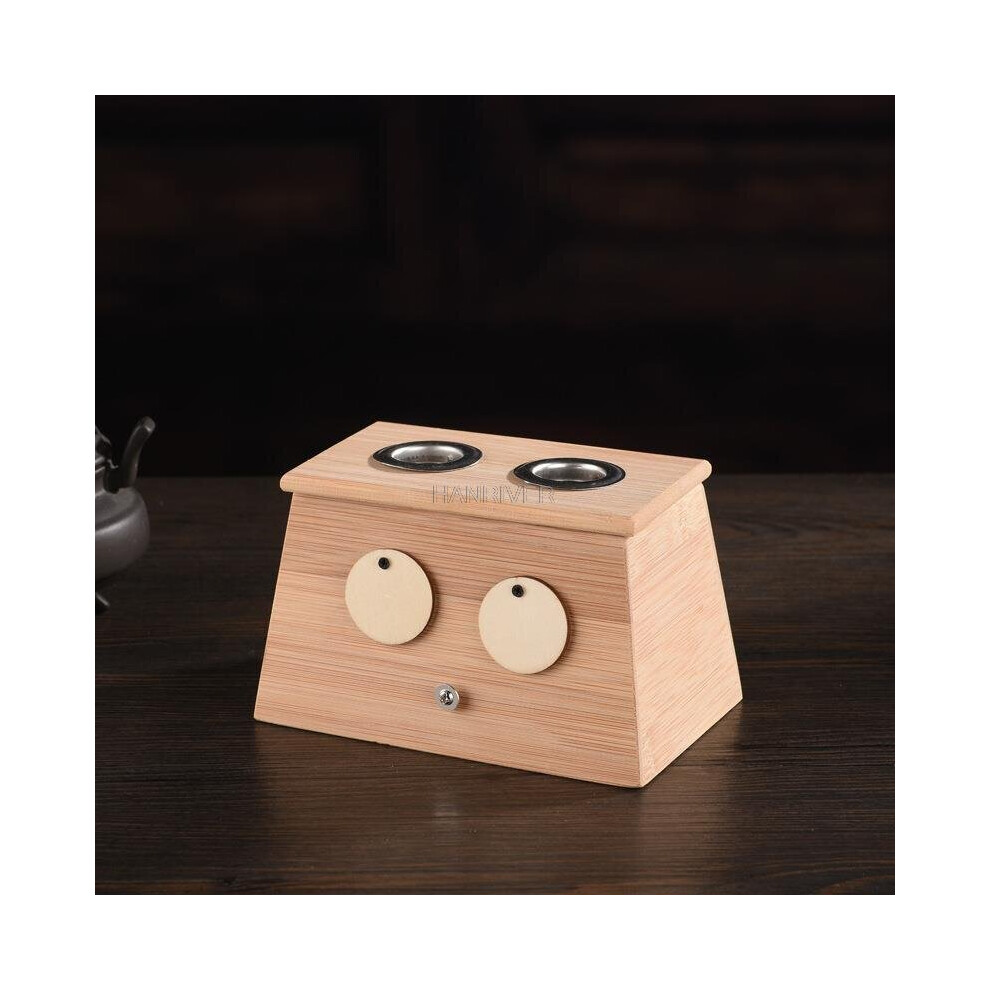 Dechoicelife (A-Double Holes) Moxibustion Therapy Box Bamboo Moxa Burner Box Relaxation Roller Stick For Smokeless Roll Stick Acupoint Massage Body Massager