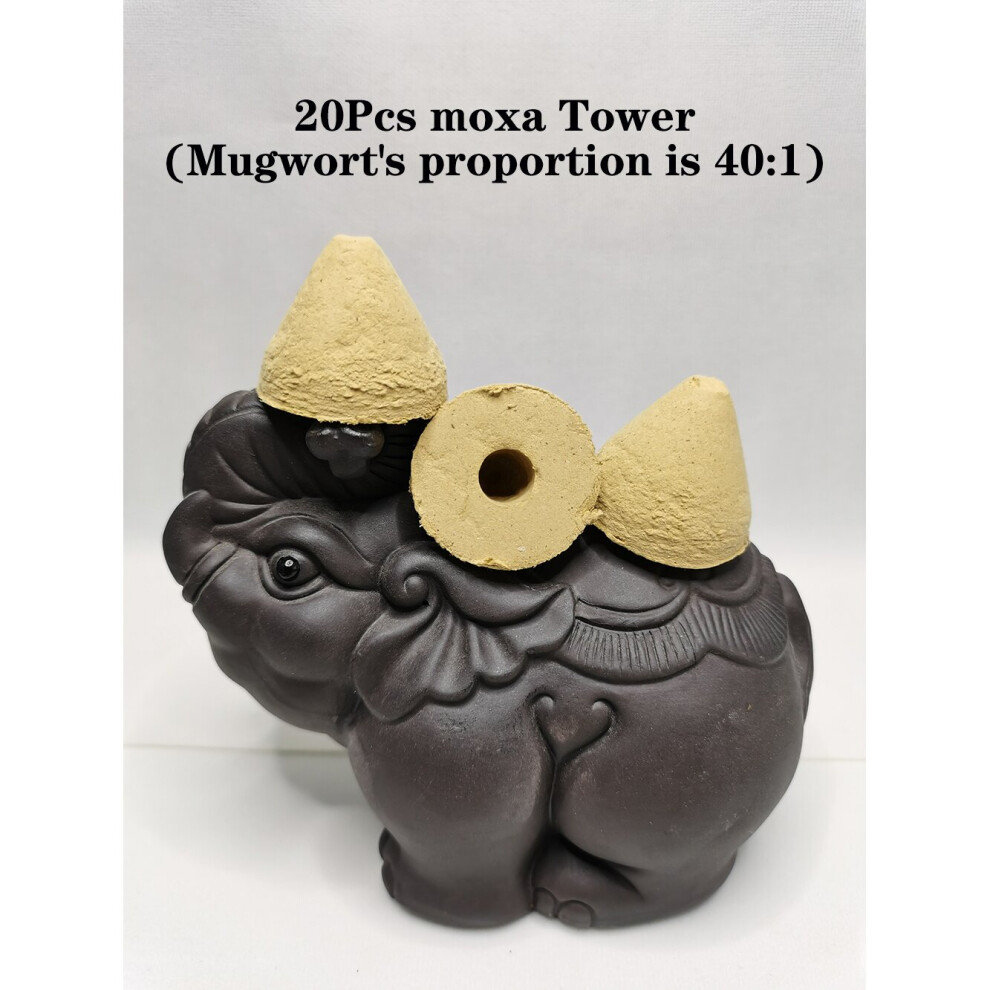 Dechoicelife (A-Moxa Tower 40) 20Pcs Conical Powerful Moxibustion Jade Massager Moxa Tower Wormwood Strong Penetration Warm Acupuncture Massage Therapy