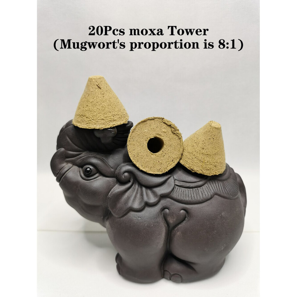 Dechoicelife (A-Moxa Tower 8) 20Pcs Conical Powerful Moxibustion Jade Massager Moxa Tower Wormwood Strong Penetration Warm Acupuncture Massage Therapy