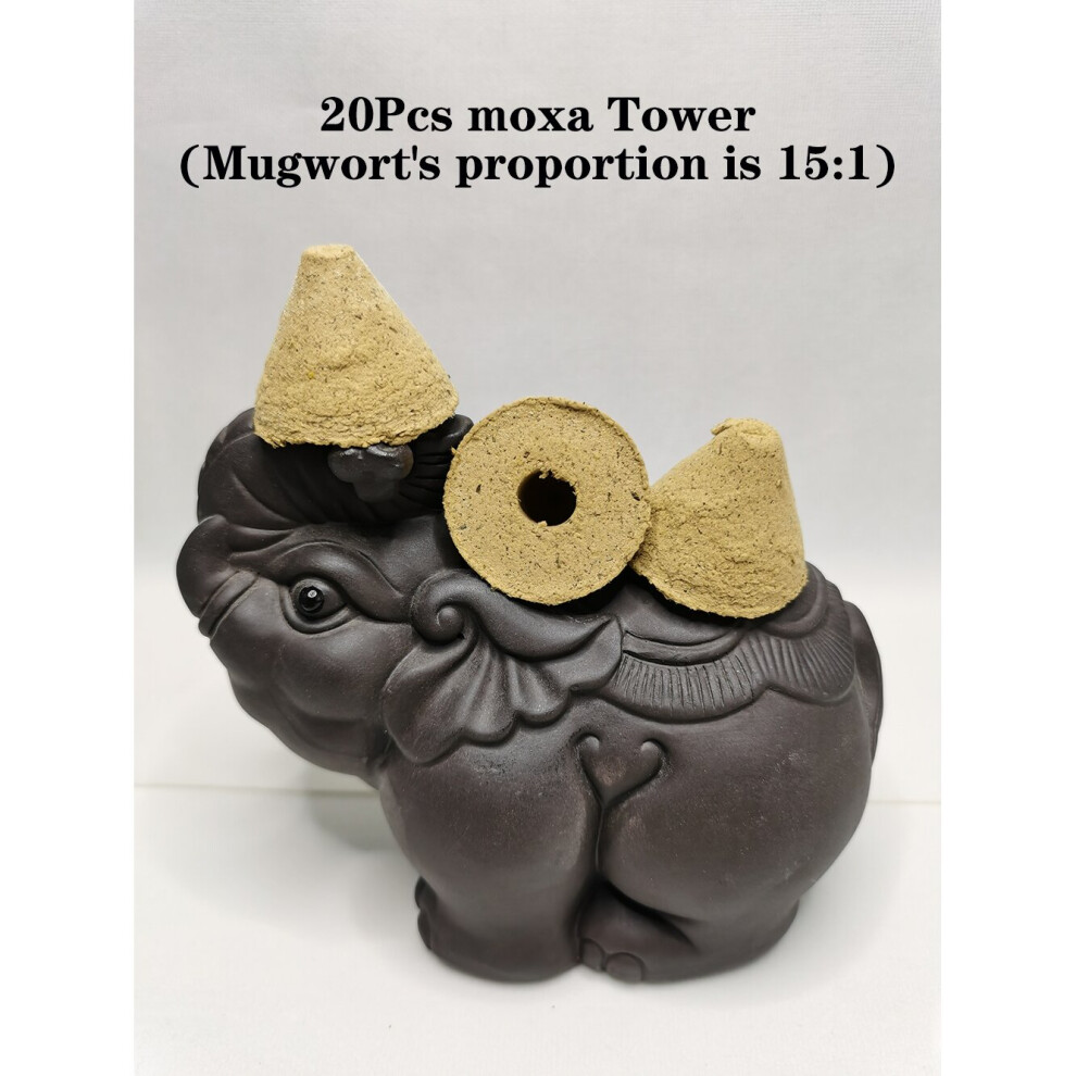 Dechoicelife (A-Moxa Tower 15) 20Pcs Conical Powerful Moxibustion Jade Massager Moxa Tower Wormwood Strong Penetration Warm Acupuncture Massage Therapy