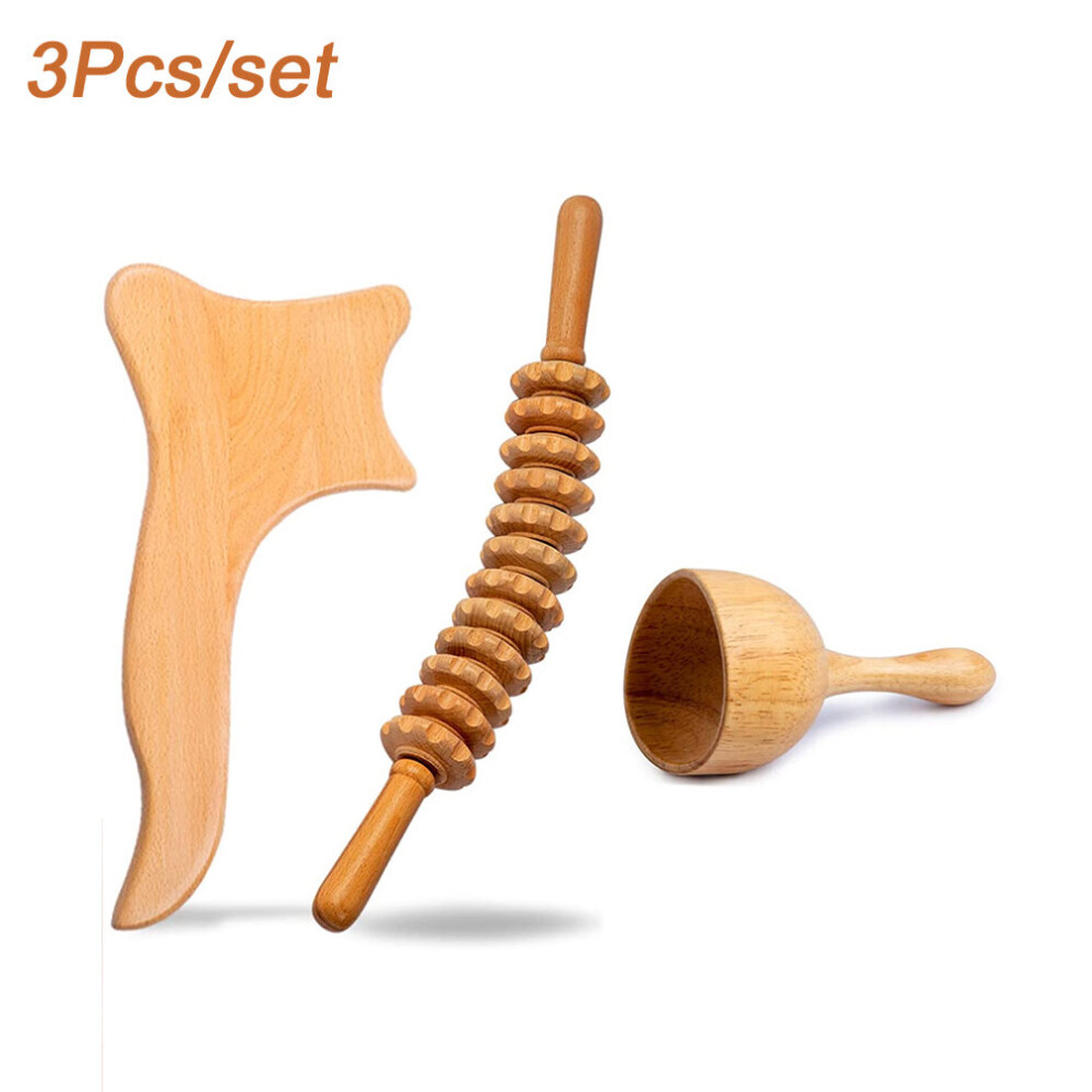 Dechoicelife (A-Red) Wood Therapy Massage Tools Lymphatic Drainage Massager Maderoterapia Kit For Body Sculpting Anti Cellulite Lymphatic Drainage
