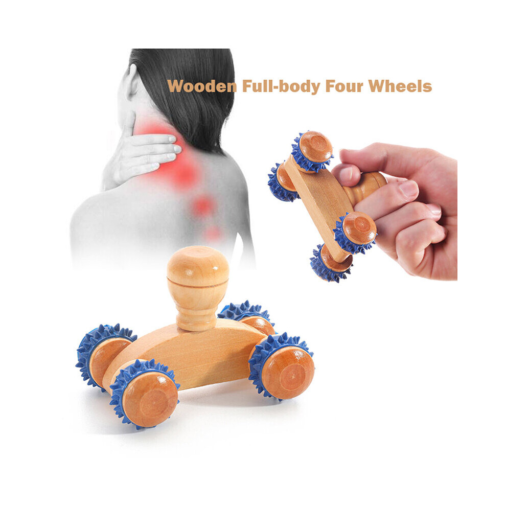 Dechoicelife Wooden Manual Body Roller Four-Wheeled Massager Arm Leg Back Foot Hand Neck Shoulder Muscle Pain Relief Meridian Diversion