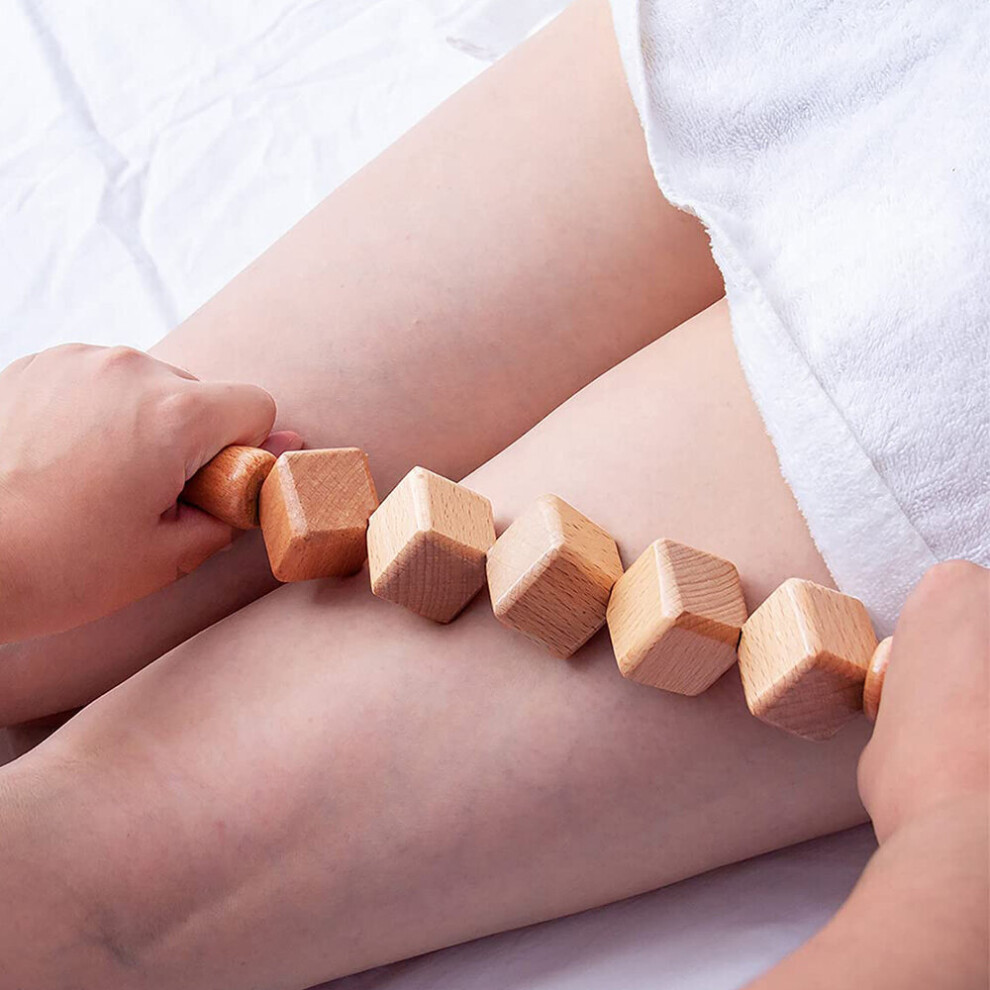 Dechoicelife Wooden Cube Rollers Massager Wood Therapy Lymphatic Drainage Tool Anti-Cellulite Dice Roller Stick Pain Relief For Whole Body