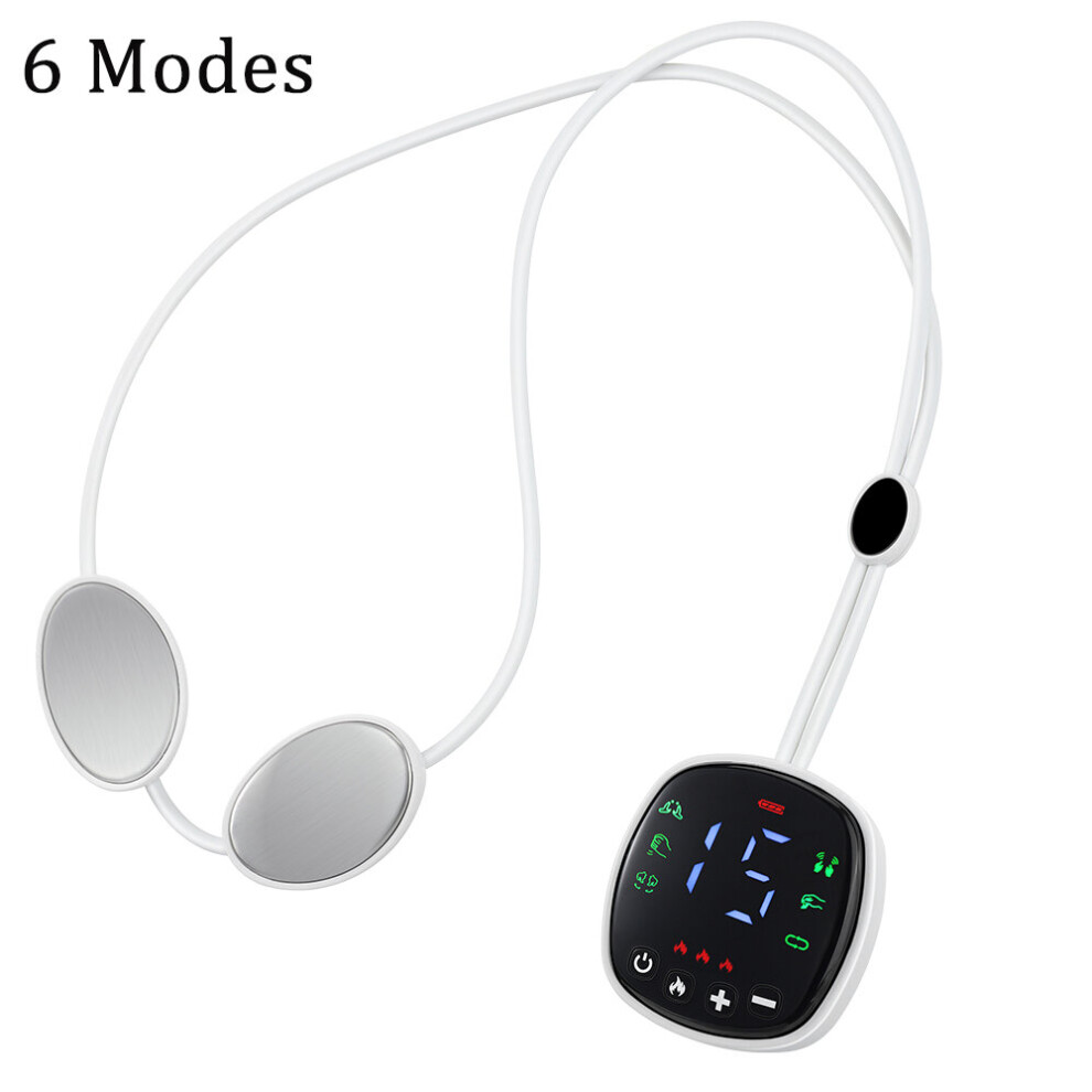 Dechoicelife (A-6 Modes) Pendant Neck Massager 4/5/6 Modes Ems Microcurrent Pulse Mini Massage Device Hot Compress Back Shoulder Cervical Spine Massager