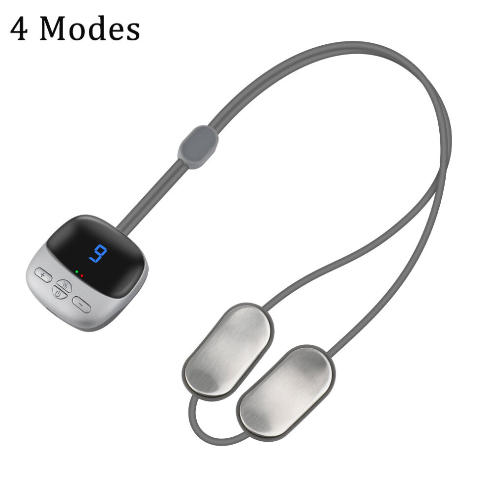 Dechoicelife (A-4 Modes) Pendant Neck Massager 4/5/6 Modes Ems Microcurrent Pulse Mini Massage Device Hot Compress Back Shoulder Cervical Spine Massager
