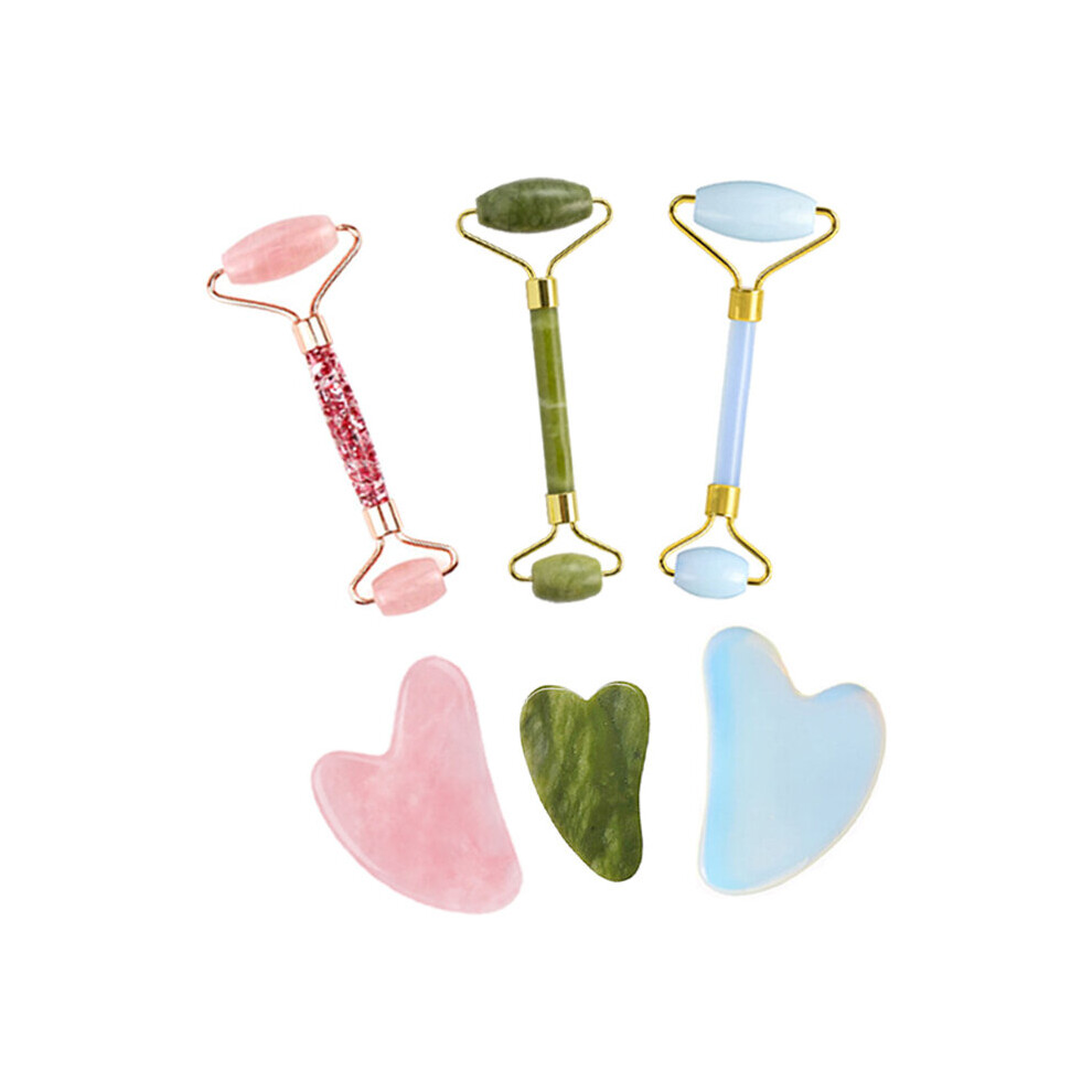 Dechoicelife (A-Type A) Natural Jade Roller Face Massager Real Stone Gouache Scraper Board Facial Massager Jade Roller Guasha Massage Board And Roller