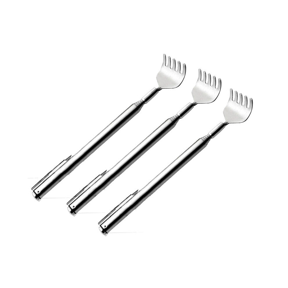 Dechoicelife (A-3Pcs) Practical Telescopic Pocket Scratching Massage Kit Stainless Steel Scratcher Handy Pen Clip Back Scratcher Relax Back Massager