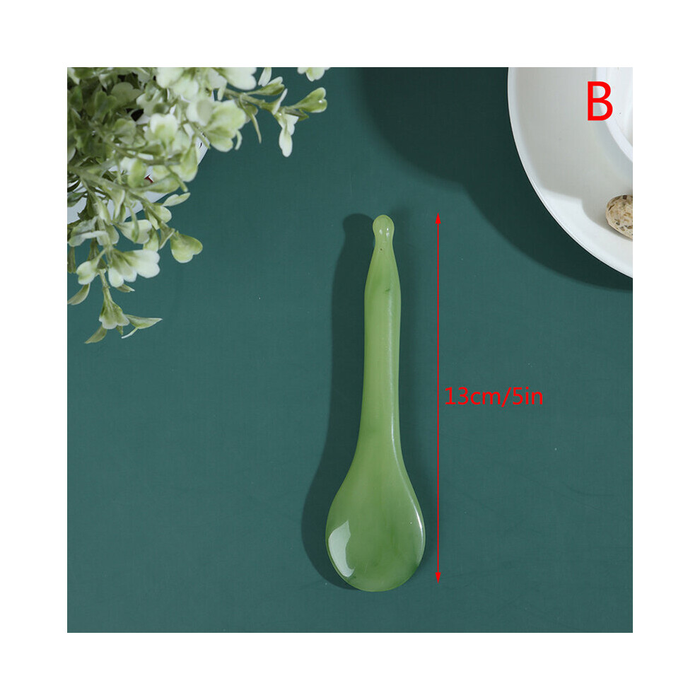 Dechoicelife Green (A-B) Natural Jade Guasha Scrapping Plate Gua Sha Massager Face Meridian Scrapping Plate Piece Massage Tools Arm Massage Tool