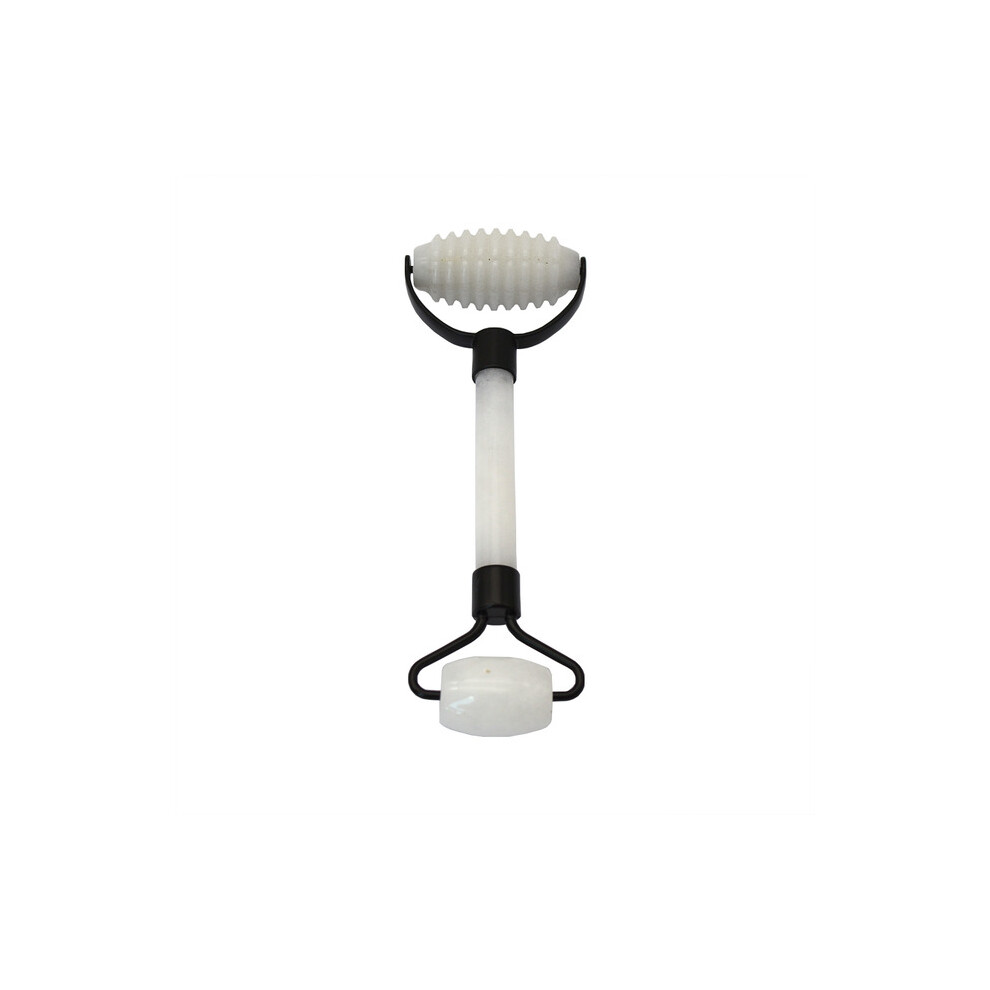 Dechoicelife Natural Double Heads White Jade Roller Body Press Massager Facial Massage Roller