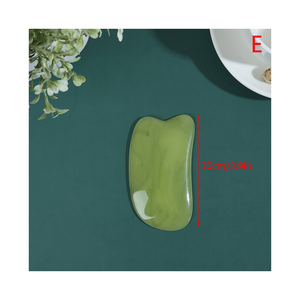 Dechoicelife Green (A-E) Natural Jade Guasha Scrapping Plate Gua Sha Massager Face Meridian Scrapping Plate Piece Massage Tools Arm Massage Tool