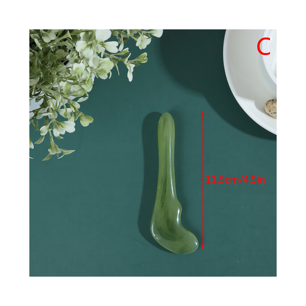 Dechoicelife (A-C) Green Natural Jade Guasha Scrapping Plate Gua Sha Massager Face Meridian Scrapping Plate Piece Massage Tools Arm Massage Tool