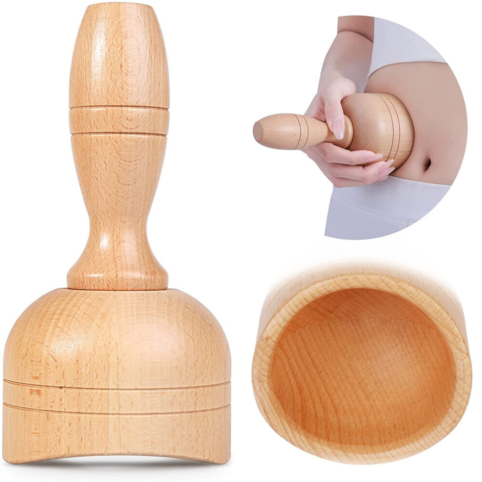 Dechoicelife (A-Style A) Wooden Handheld Massage Cup Wooden Swedish Cup Anti-Cellulite Lymphatic Drainage Massage Tool For Body Muscle Tension Relief