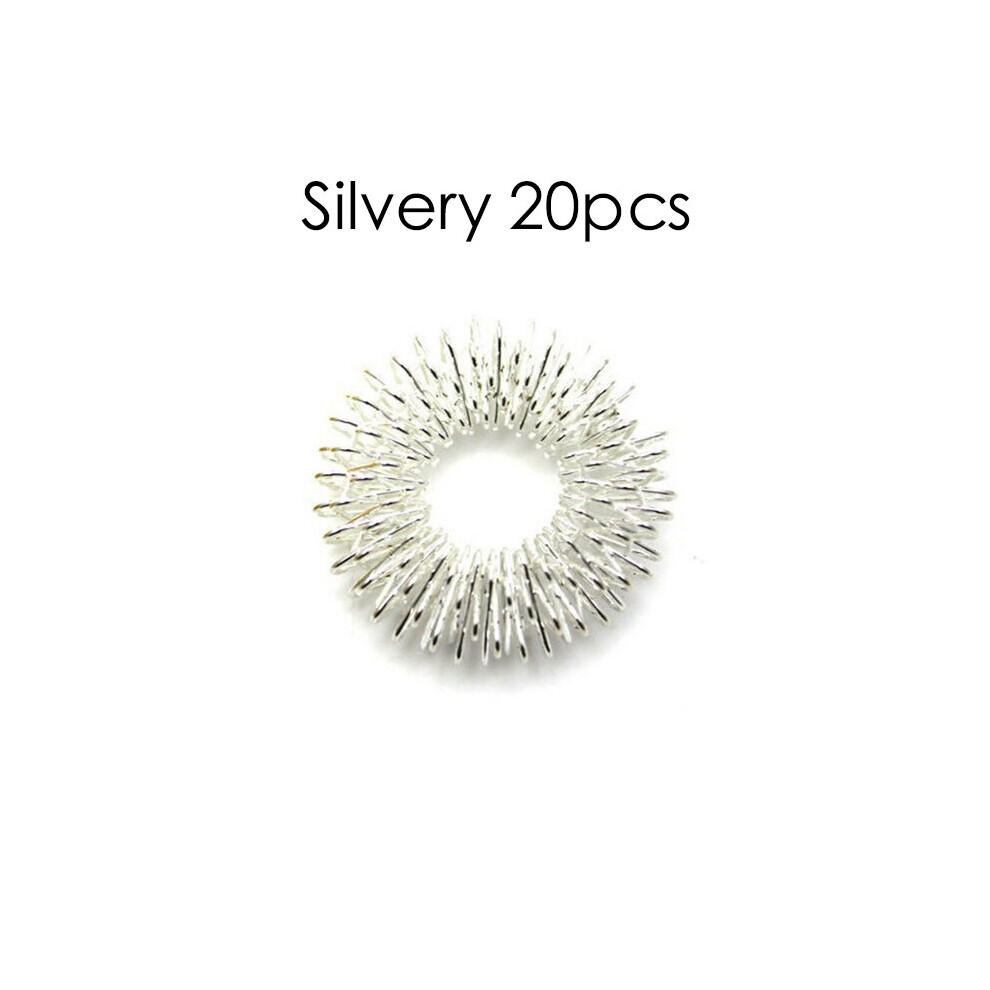 Dechoicelife (A-Silvery 20Pcs) 20Pcs Spiky Sensory Finger Massage Ring Relax Finger Massager Decompression Multicolor Relieve Stress Spring Massage Rings