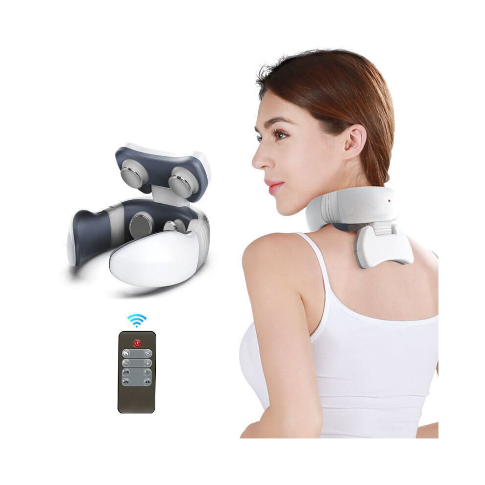 Dechoicelife (A-4 Head) Tens Pulse Back And Shoulder Relaxation Heated Electric Neck Massager Fatigue Pain Relief Cervical Massage With Remote Control