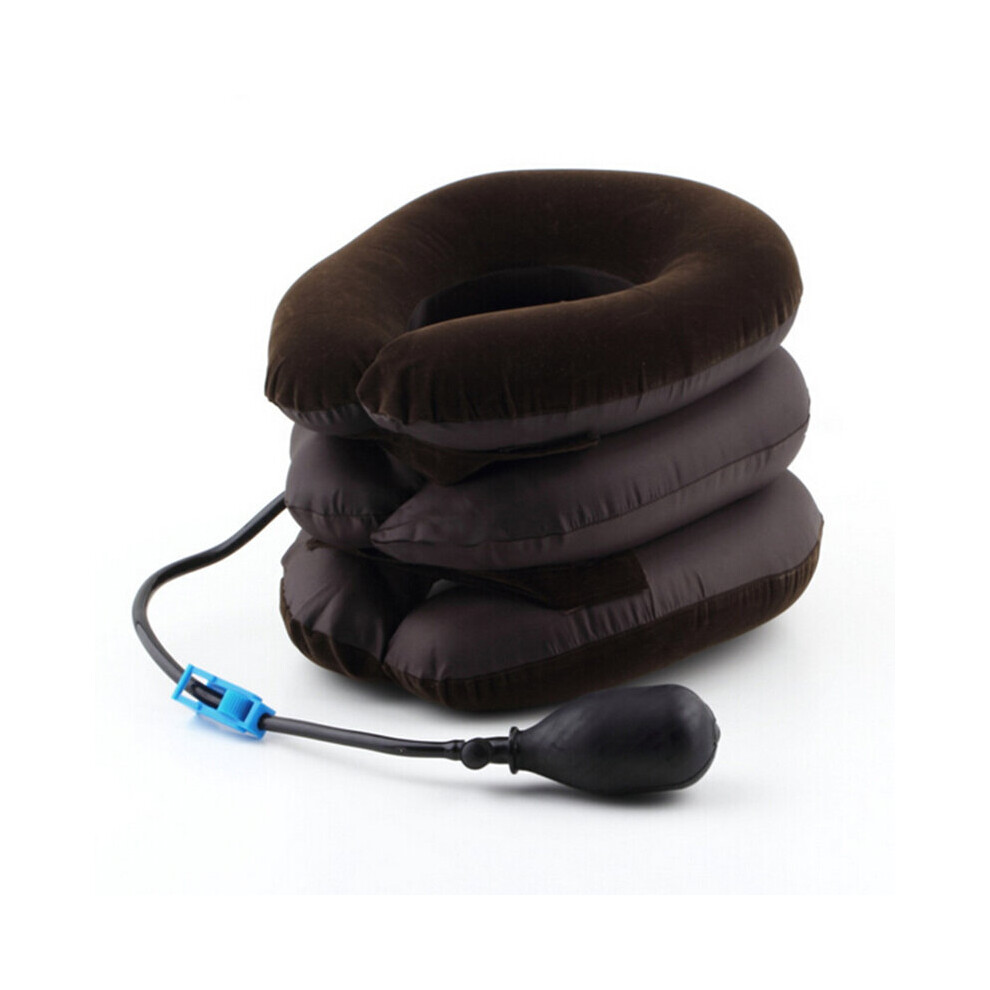 Dechoicelife Brown/Blue (A-) Neck Stretcher Air Cervical Traction 1 Tube House Medical Devices Orthopedic Pillow Collar Pain Relief Tractor
