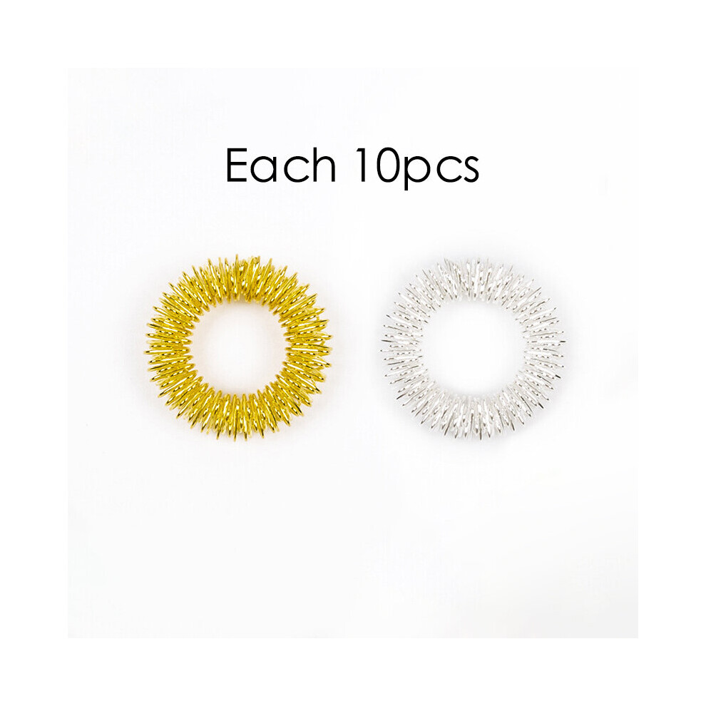 Dechoicelife (A-Each 10Pcs) 20Pcs Spiky Sensory Finger Massage Ring Relax Finger Massager Decompression Multicolor Relieve Stress Spring Massage Rings