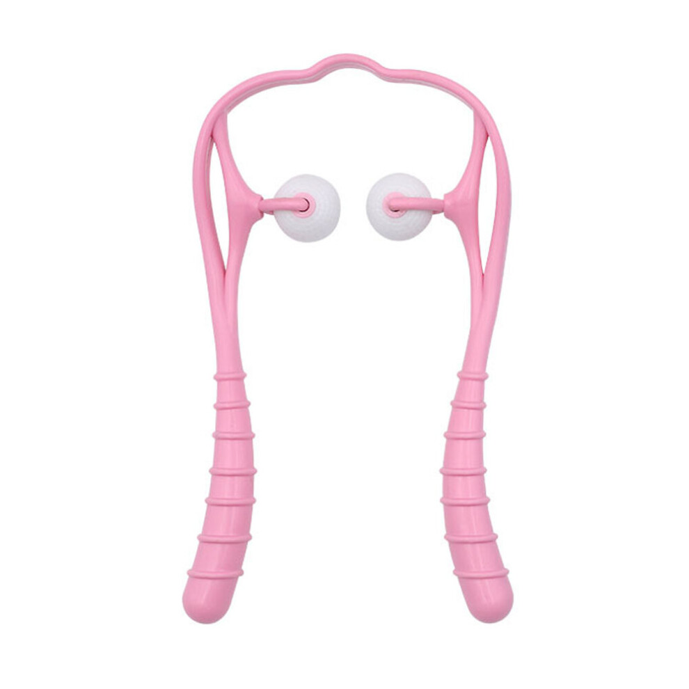 Dechoicelife Pink (A-) Neck Roller Massager Manual Neck & Shoulder Roller Massage Tools Shiatsu Trigger Point Massage Dual Roller For Muscle Massage