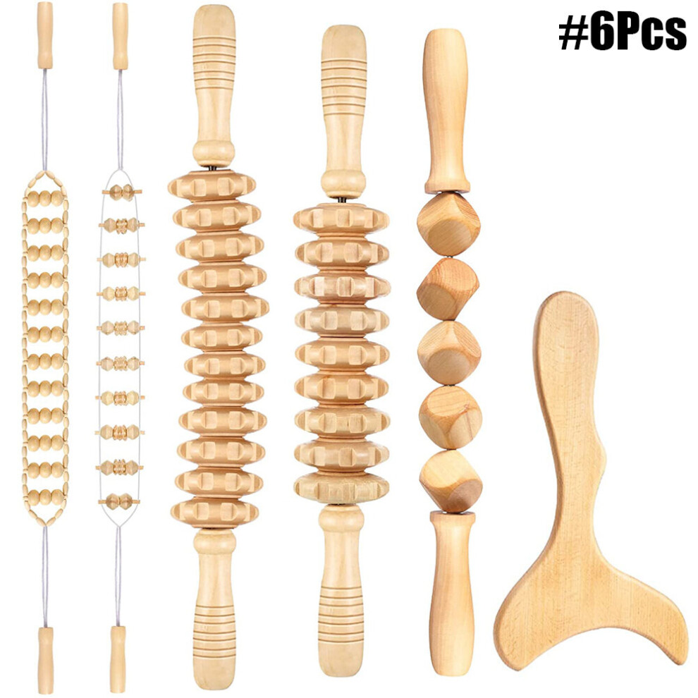 Photos - Massager  Wood Massage Tools Curved Massage Roller Stick Lymphatic Drainage Paddle Cube Massage Stick Roller Straight Roller(a-Gold)