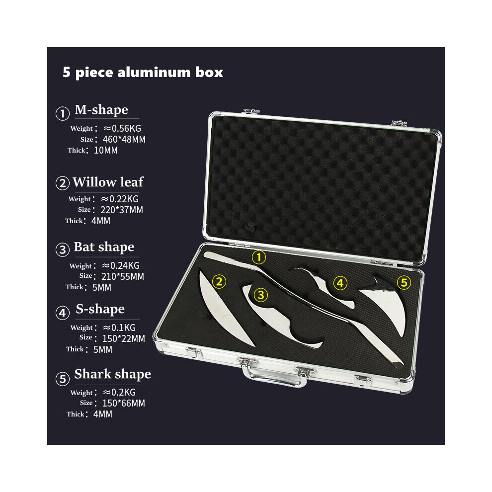 Dechoicelife Silver (A-) 5Pcs/Set Stainless Steel Guasha Massage Fascia Knife Neck And Leg Whole Body Rehabilitation Physiotherapy Sports Gym Tools