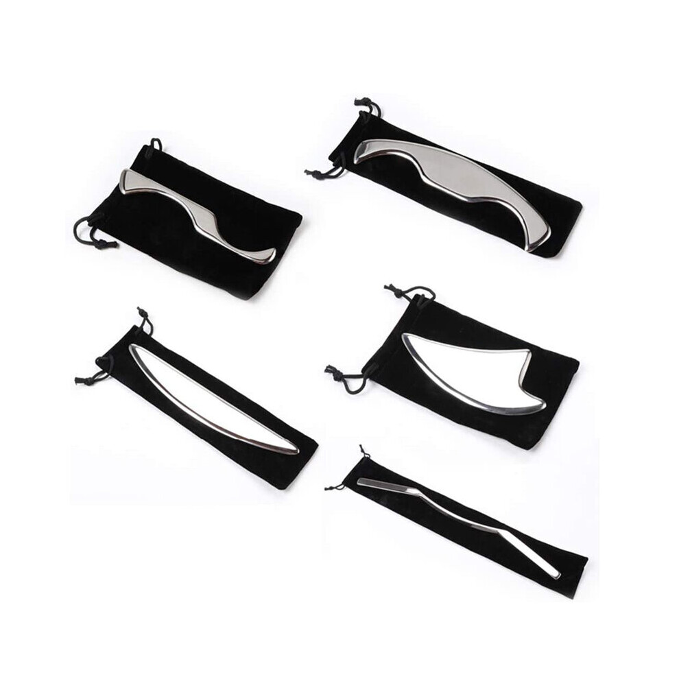 Dechoicelife Red (A-Rose ) 5Pcs/Set Stainless Steel Guasha Massage Fascia Knife Neck And Leg Whole Body Rehabilitation Physiotherapy Sports Gym Tools