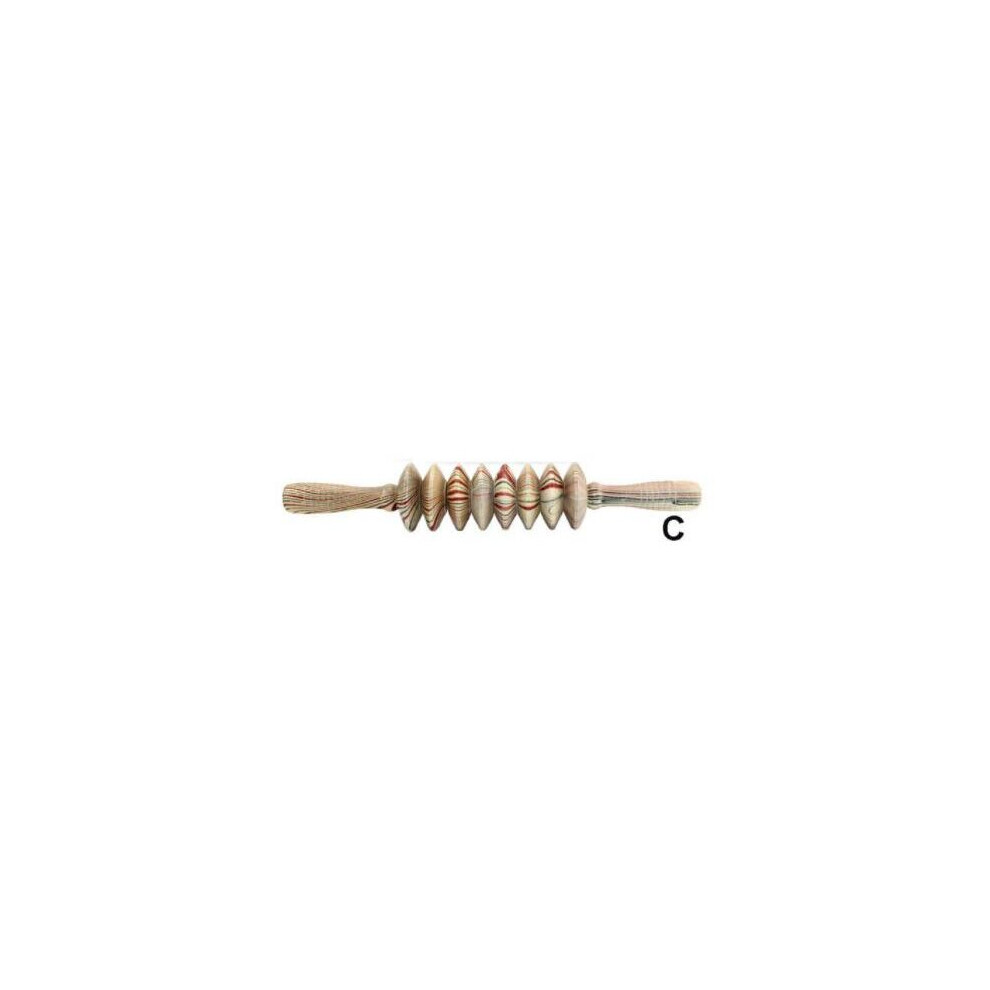 Dechoicelife (A-2) Wooden Yoga Massage Roller Bar Waist Cervical Spine Back Shoulder Legs Wooden Meridian Fitness Massager Handheld Home