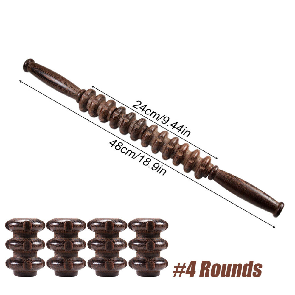 Dechoicelife (A-4 Rounds) Muscle Roller, Wood Muscle Roller Stick With Trigger Points, Body Muscle Massager Roller For Back Leg, Relieve Muscle Soreness