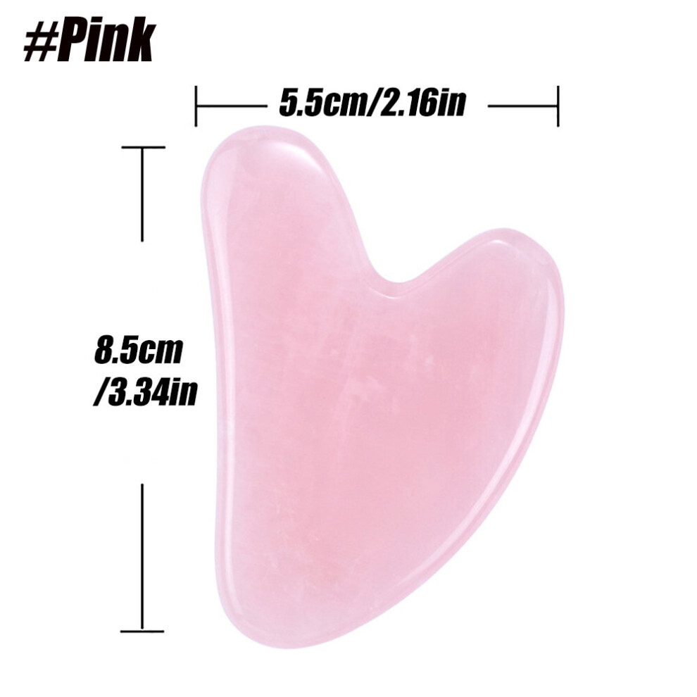 Dechoicelife Pink (A-) Gua Sha Facial Tool Guasha Scraping Massage Tool Rose Quartz Gua Sha Comb For Spa Acupuncture Therapy Comb Edge Gua Sha Board