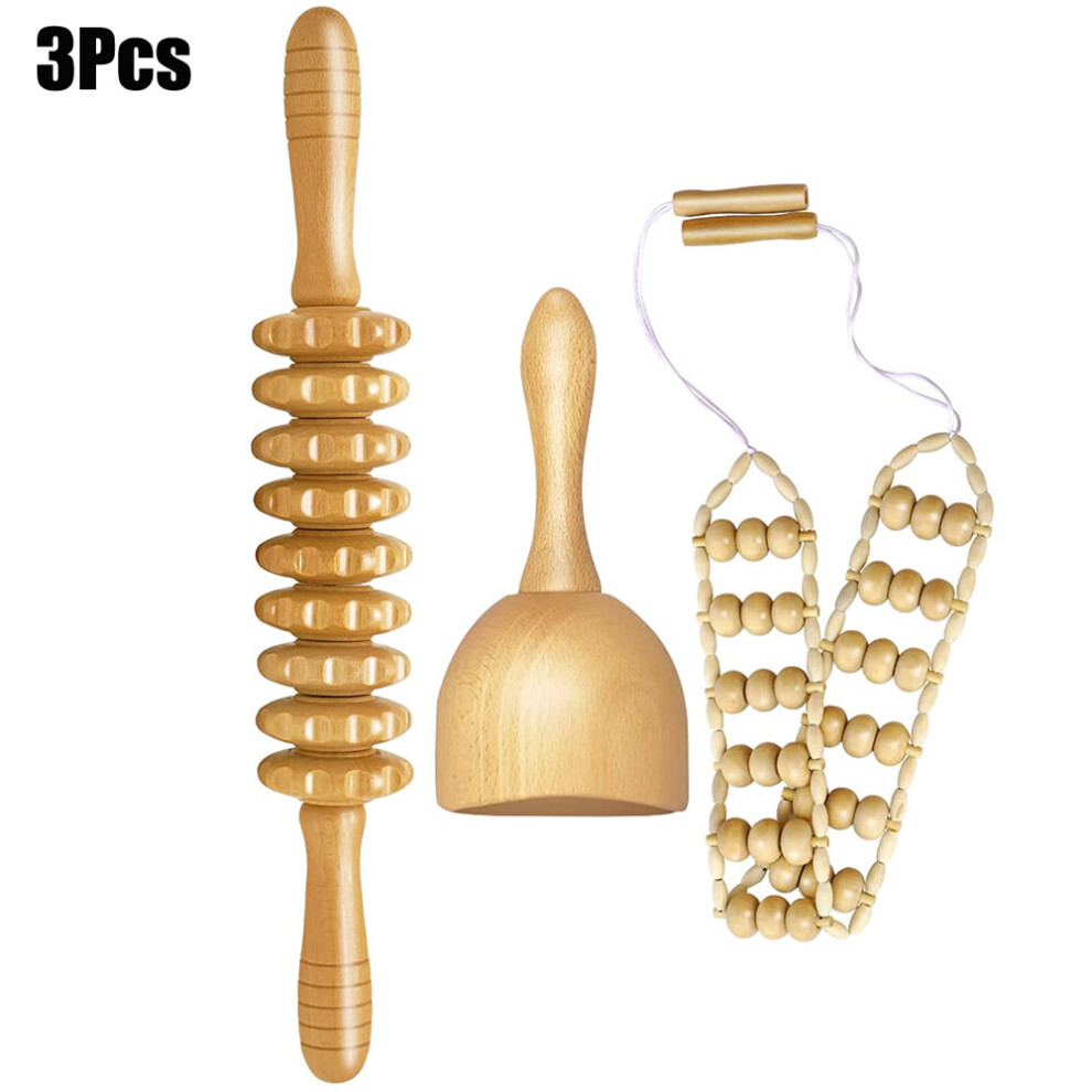 Dechoicelife (A-3Pcs) Wood Therapy Massage Tools Lymphatic Drainage Massager Body Sculpting Tools For Maderoterapia Colombiana,Anti-Cellulite