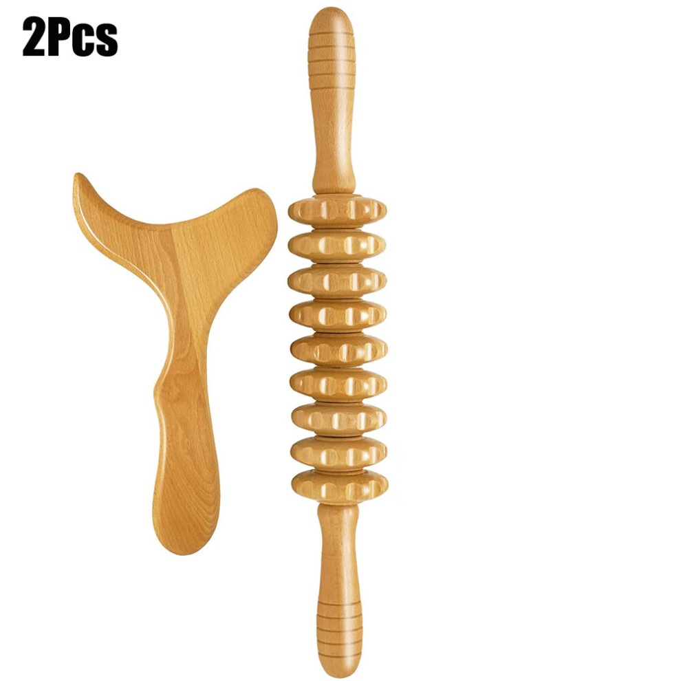 Dechoicelife (A-2Pcs) Wood Therapy Massage Tools Lymphatic Drainage Massager Body Sculpting Tools For Maderoterapia Colombiana,Anti-Cellulite