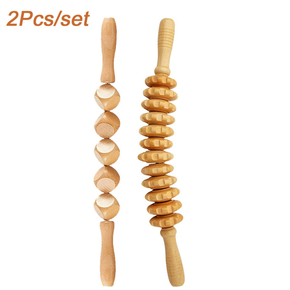 Dechoicelife (A-2Pcs) Wood Therapy Massage Tools Kit/Maderoterapia Kit,Lymphatic Drainage Massager Anti Cellulite Set,Wooden Body Gua Sha Set
