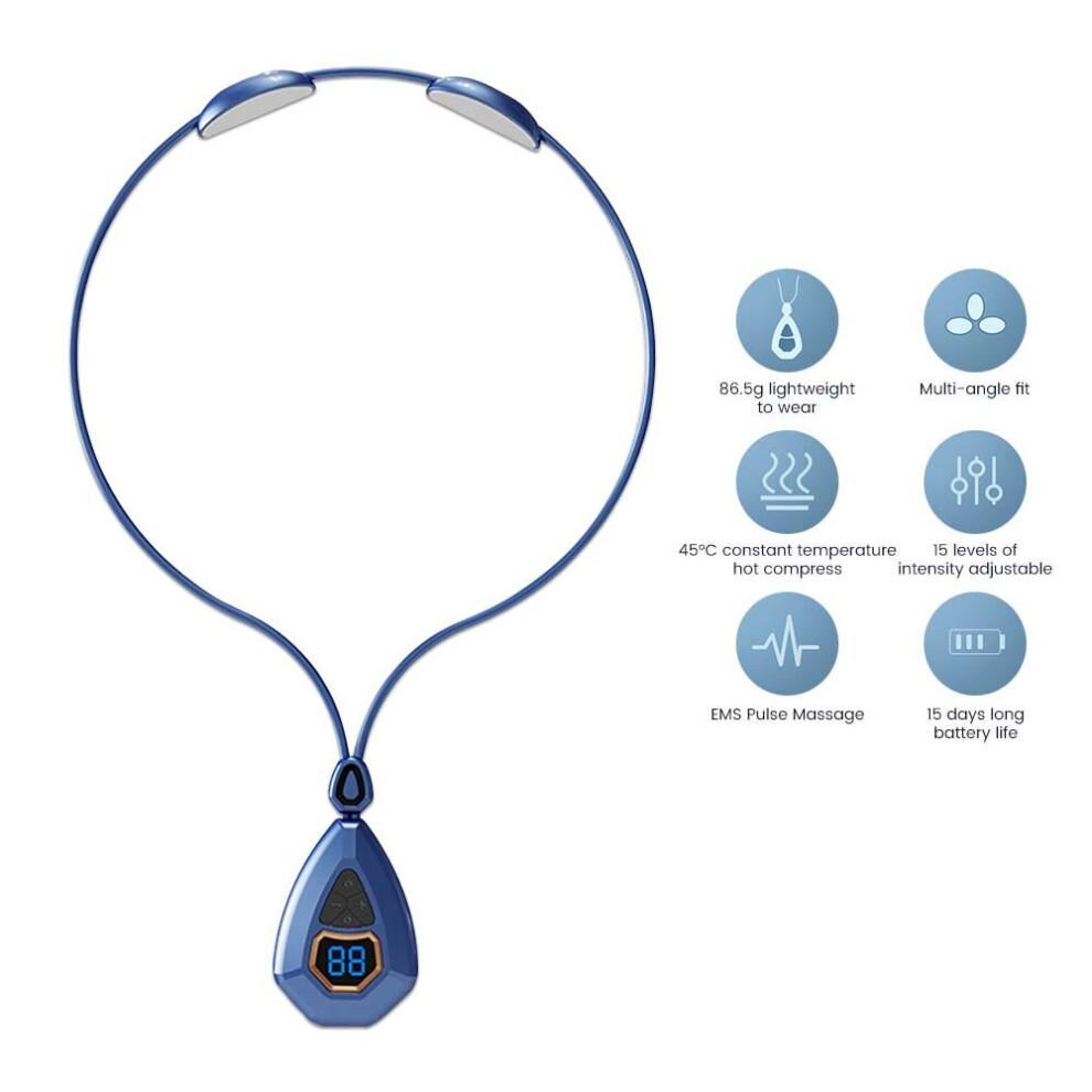 Dechoicelife Blue (A-) Ems Cervical Massager Neck Massage Apparatus Portable Machine Device Low Frequency Relax Massagers Tool Electric Physiotherapy