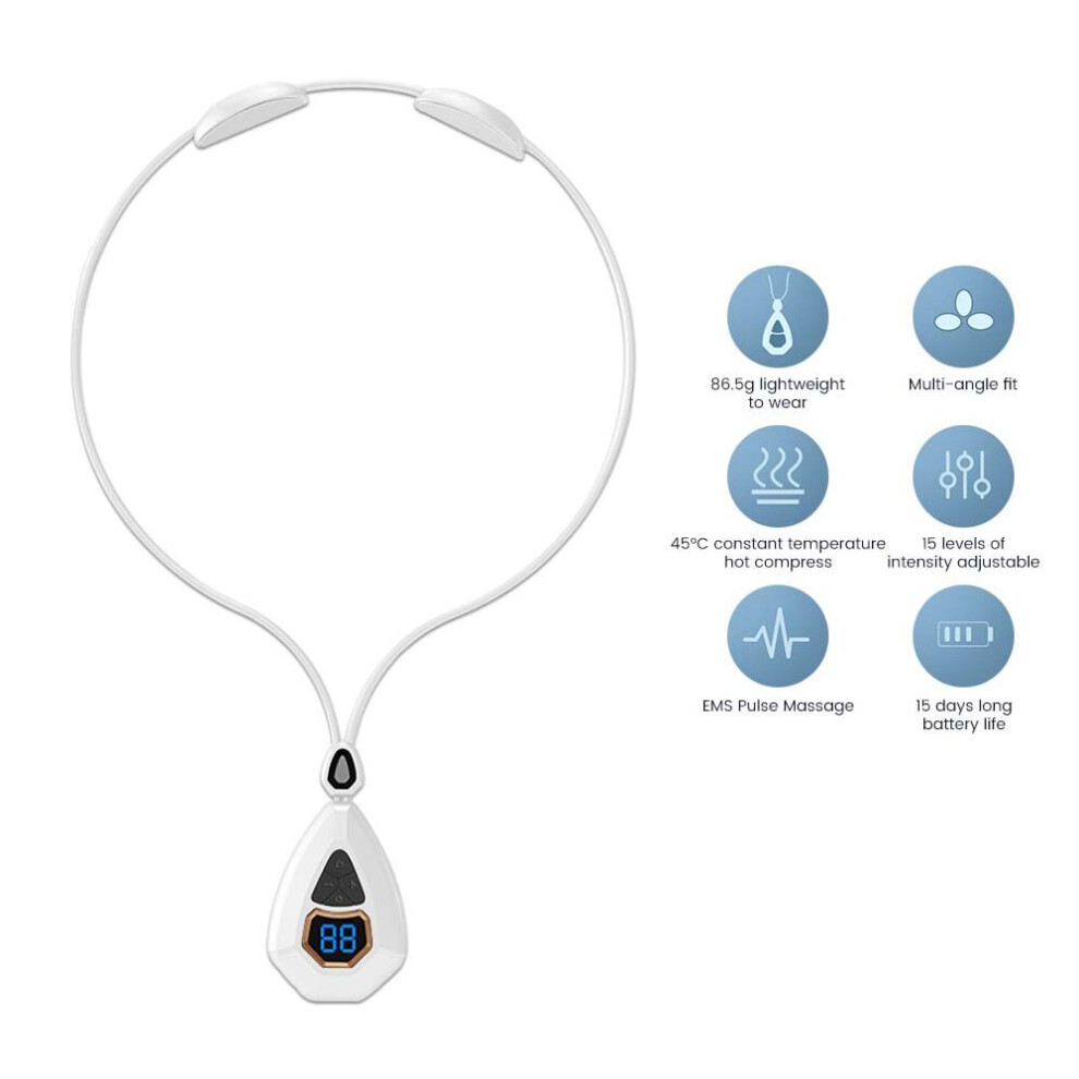 Dechoicelife White (A-) Ems Cervical Massager Neck Massage Apparatus Portable Machine Device Low Frequency Relax Massagers Tool Electric Physiotherapy