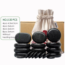(a-NO.5 No heater) Tontin 20pcs/set Hot Stone Massage Set Heater Box Relieve Stress Back Pain Health Care Lava Basalt round massage tool Stones