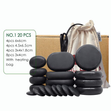(a-NO.1 With heater) Tontin 20pcs/set Hot Stone Massage Set Heater Box Relieve Stress Back Pain Health Care Lava Basalt round massage tool Stones