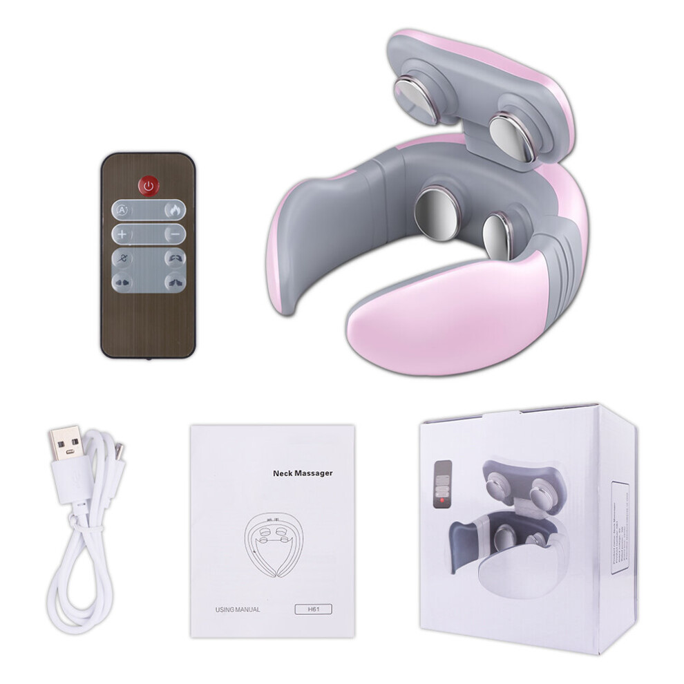 Dechoicelife Pink (A- With Box) Electric Neck Massager Neck Massage Appliances Heating Cervical Massager Low Frequency Pulse Ems Tens Muscle Massage Device