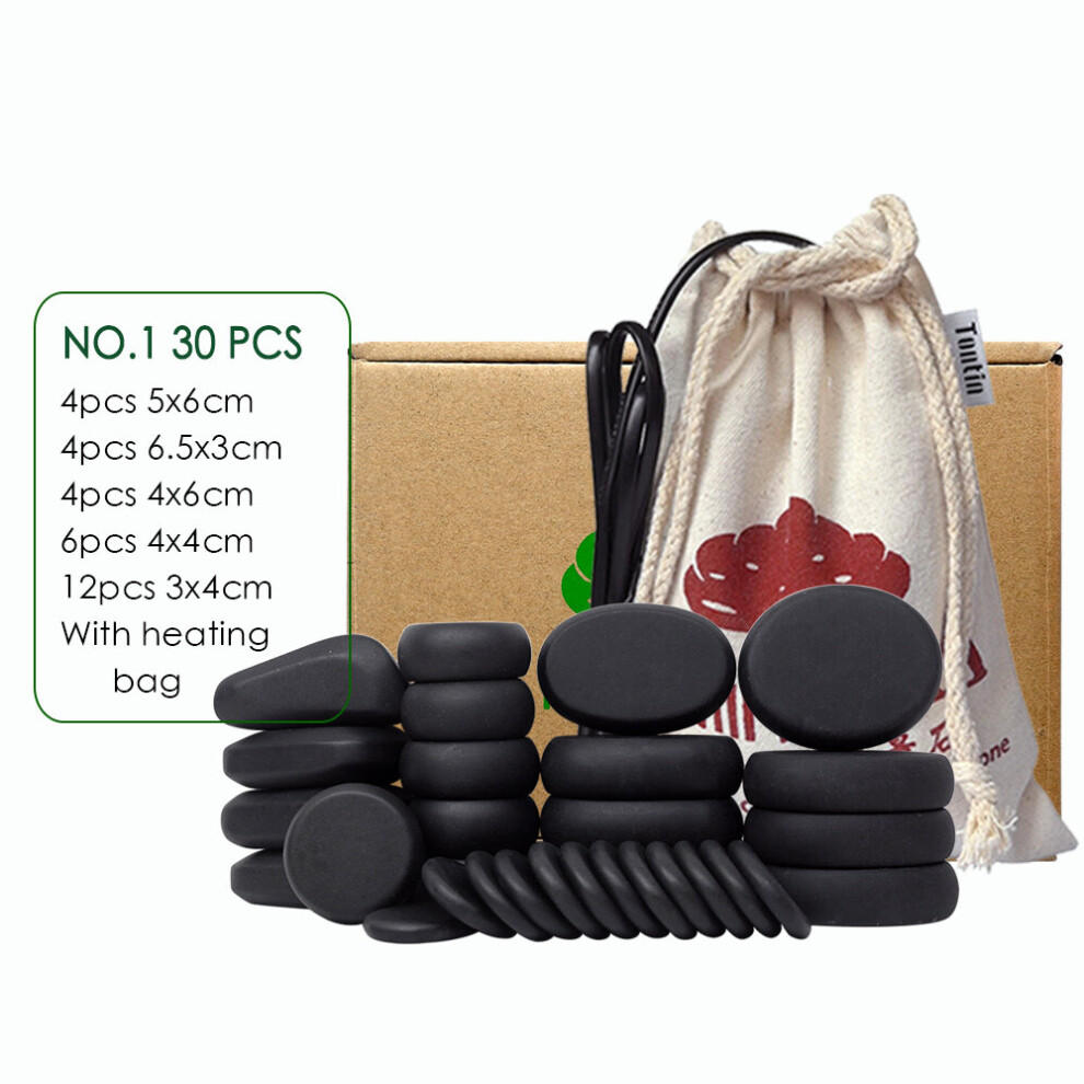 Dechoicelife (A-No.1 With Heater) Tontin 30Pcs/Set Hot Stone Massage Set Spa Massaging Stones Massager Care Jade Basalt Stone Beauty Salon Health Care Lava Rosh