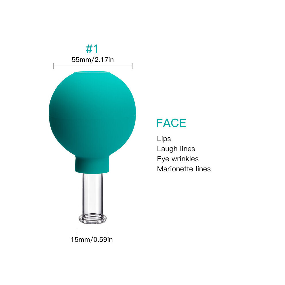 Dechoicelife (A-Green01(Face)) Rubber Face Massager Vacuum Cupping Face Skin Lifting Facial Cups Anti Cellulite Cup Anti-Wrinkle Cupping Therapy Facial Tool