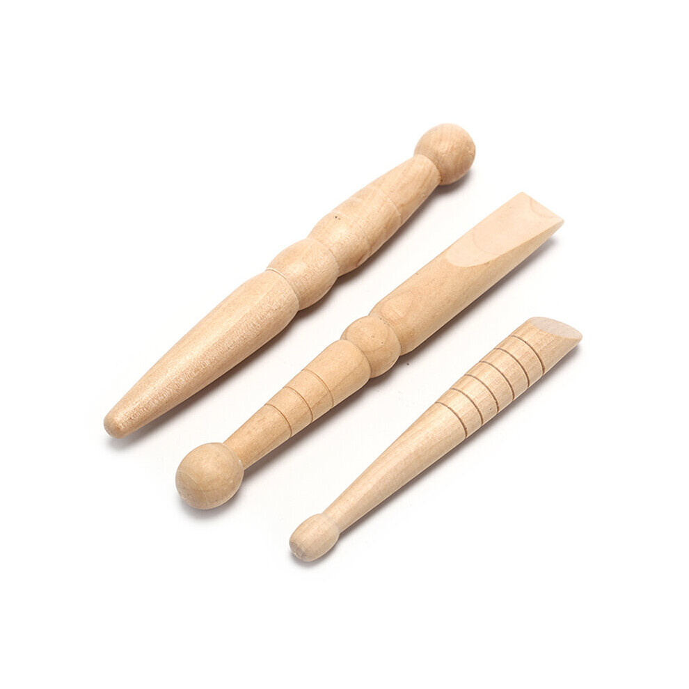 Dechoicelife 3Pcs Original Wooden Foot Reflexology Massage Stick Relieve Muscle Soreness Relaxing Tool Foot Body Massager