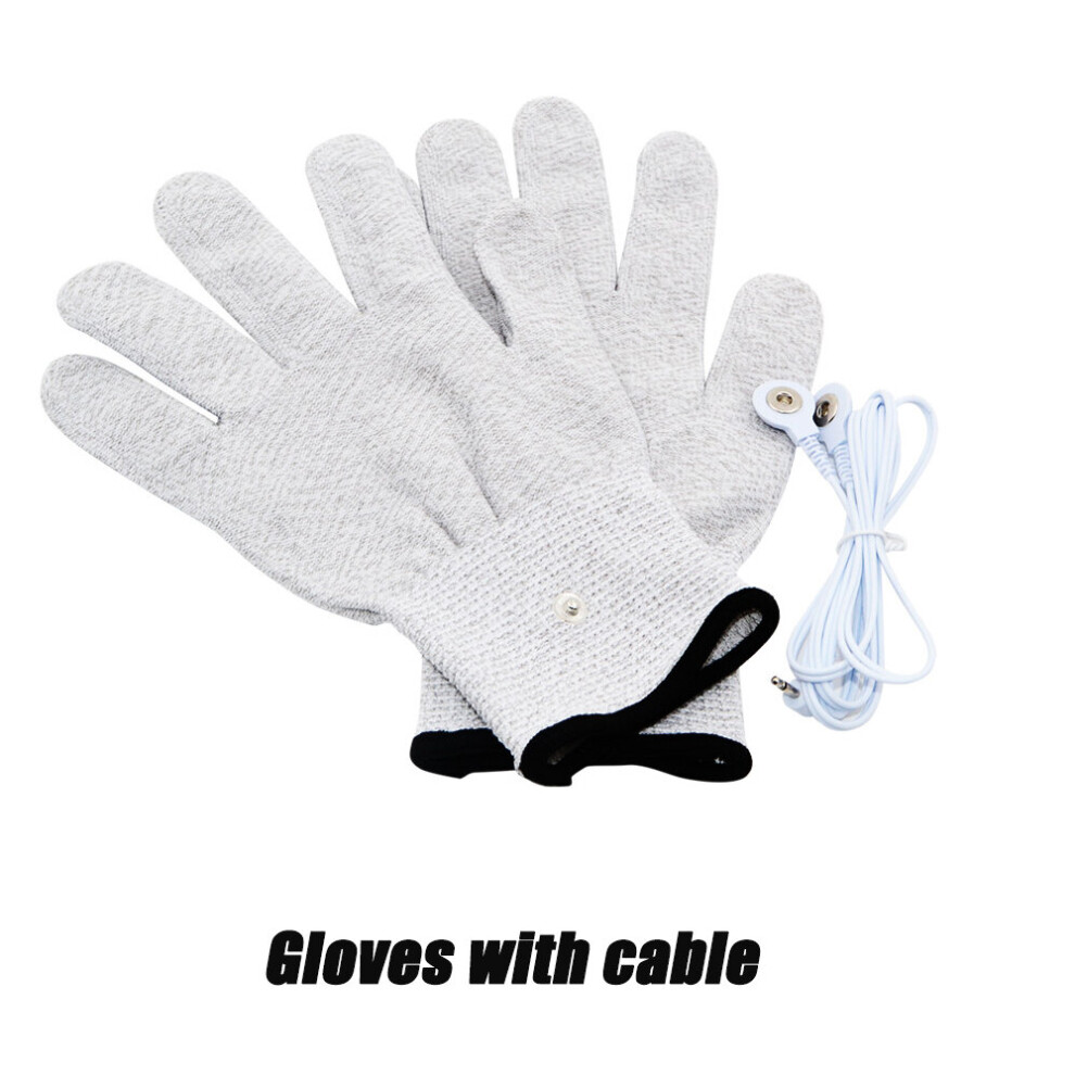 Dechoicelife (A-Gloves With Cable) Tens Slippers Electrode Gloves Conductive Socks Electrode Massage Wristband For Tens Machine Ems Therapy Massager Electrode Pads