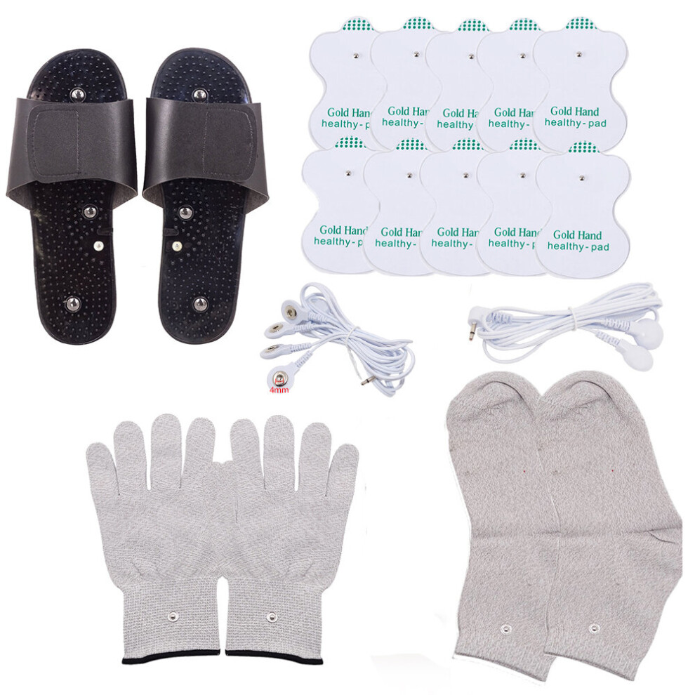 Dechoicelife (A-Foot Gloves Set) Tens Slippers Electrode Gloves Conductive Socks Electrode Massage Wristband For Tens Machine Ems Therapy Massager Electrode Pads