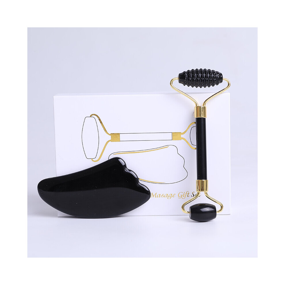 Dechoicelife (A-Type D) Obsidian Jade Face Massage Roller Gouache Scraper Natural Gouache Stone Facial Roller Massager Gua Sha Scraper Face Massage Tool