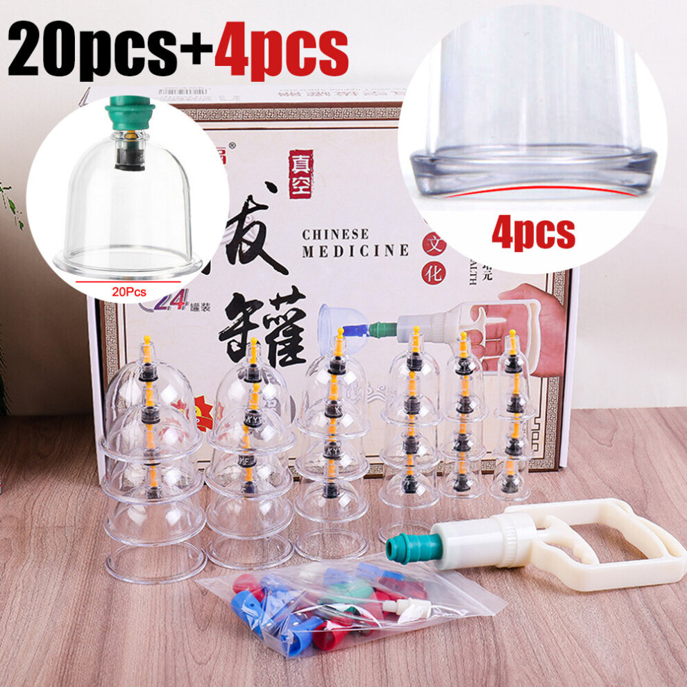 Dechoicelife (A-Set C - 24Cups) Cupping Therapy Sets Professional Chinese Acupoint Cupping Set With Pump Vacuum Therapy Cups For Back Muscle And Joints Massage
