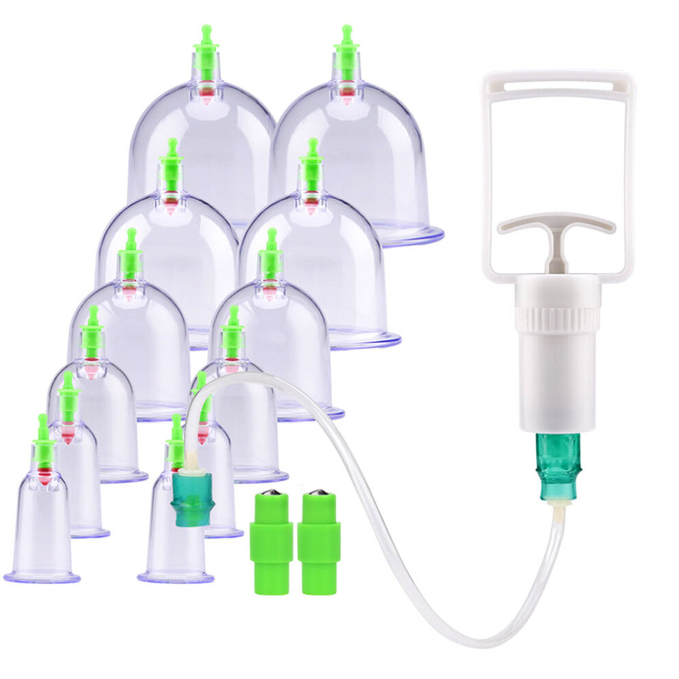 Dechoicelife (A-Set A - 12Cups) Cupping Therapy Sets Professional Chinese Acupoint Cupping Set With Pump Vacuum Therapy Cups For Back Muscle And Joints Massage